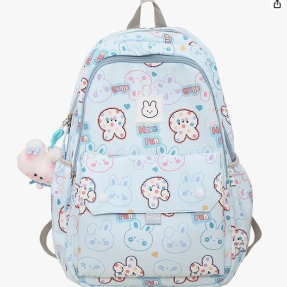 Brand New Backpack Teenager Cute Rabbit Print School Bag Casual Daypacks - Picture 1 of 3